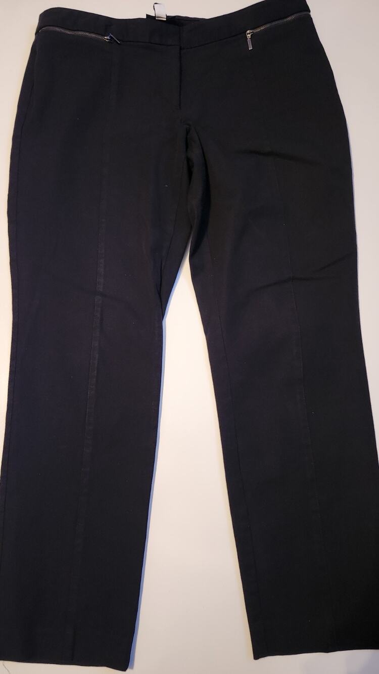 Alfani Black Dress Pants Women’s 14 Tummy Control Stretch Pintuck Seam Zip #511